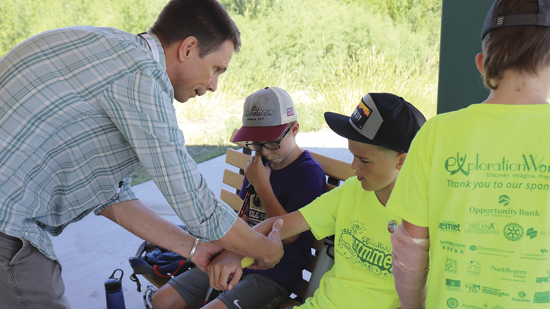 Dr. Bedell at ExplorationWorks' Safety/First Aid camp