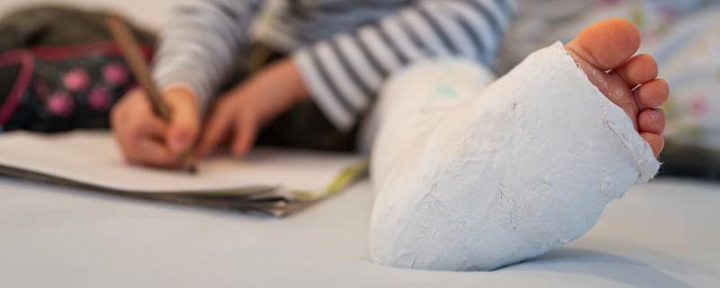 Child's foot in a cast