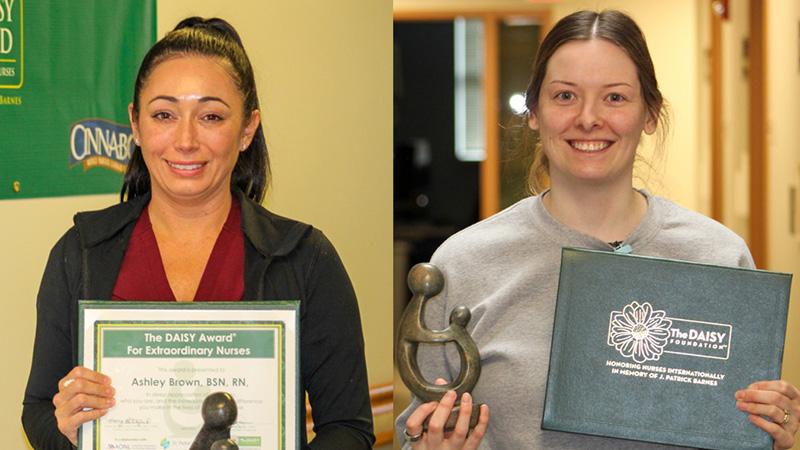 Ashley Brown, Erin Winegart holding awards